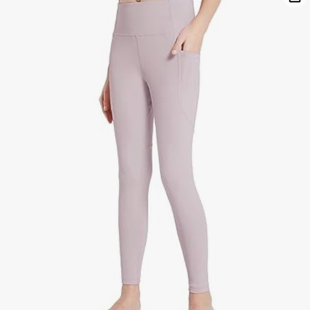 Baleaf Girls Fleece Lined Yoga Leggings Soft Pink Purple Athletic Pants Size M.